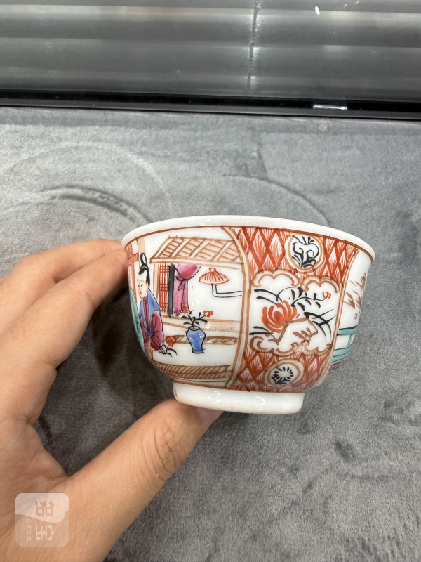 清乾隆广彩人物故事纹茶园 - 图5